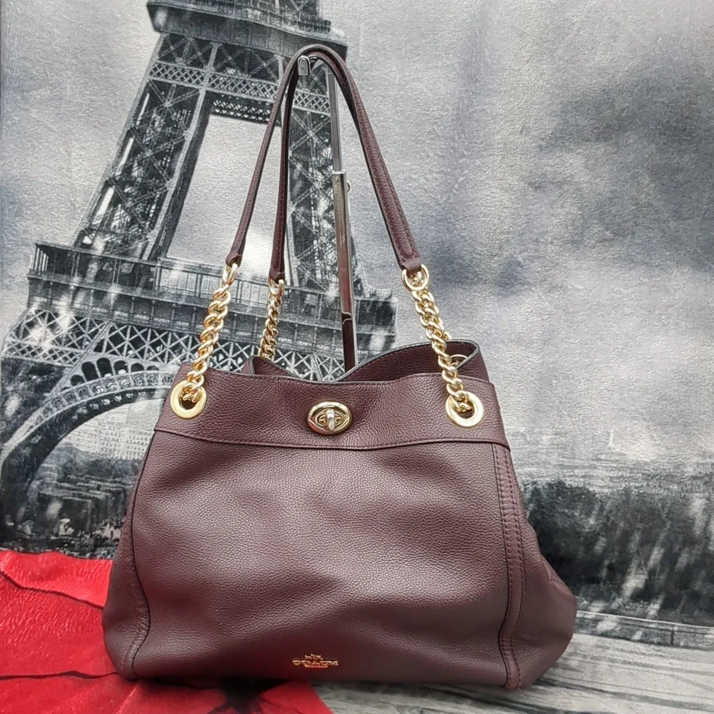 Coach Deep Burgundy Edie Leather Bag
